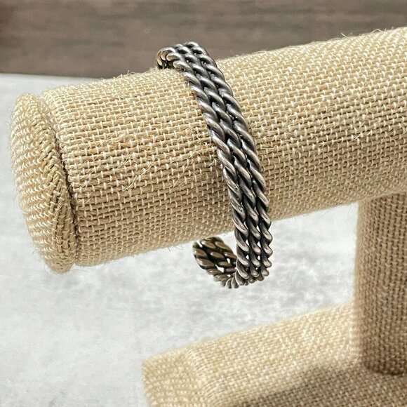Vintage Native American Sterling Silver Triple Twisted Rope Cuff Bracelet 20.5 g - Picture 1 of 7